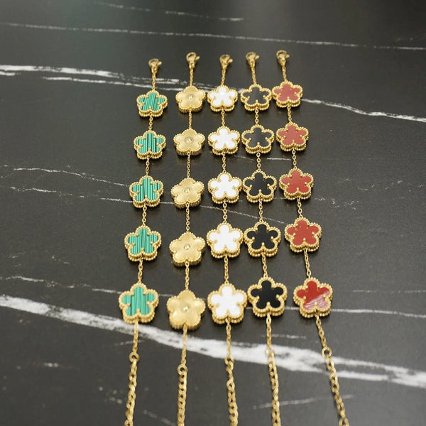 Planet Gates Red 15mm Y2K style metal double-sided clover adjustable bracelet, stainless steel luxury men's and women's clover lucky bracelet