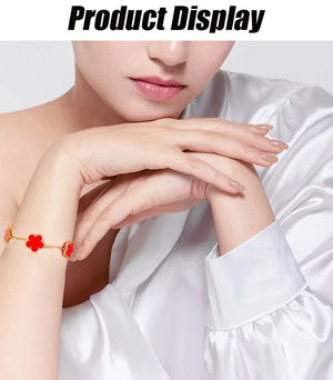 Planet Gates Red 15mm Y2K style metal double-sided clover adjustable bracelet, stainless steel luxury men's and women's clover lucky bracelet