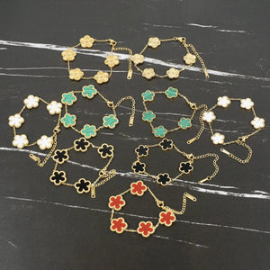 Planet Gates Red 15mm Y2K style metal double-sided clover adjustable bracelet, stainless steel luxury men's and women's clover lucky bracelet