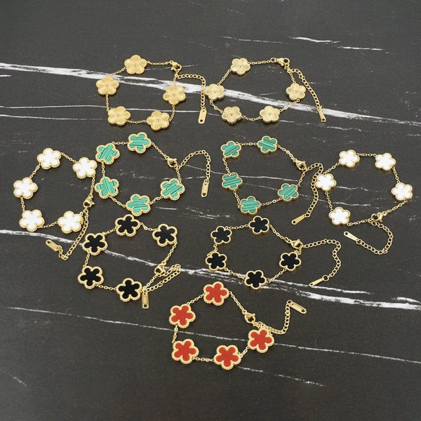 Planet Gates Red 15mm Y2K style metal double-sided clover adjustable bracelet, stainless steel luxury men's and women's clover lucky bracelet