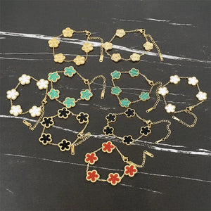 Planet Gates Red 15mm Y2K style metal double-sided clover adjustable bracelet, stainless steel luxury men's and women's clover lucky bracelet