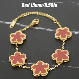 Planet Gates Red 15mm Y2K style metal double-sided clover adjustable bracelet, stainless steel luxury men's and women's clover lucky bracelet