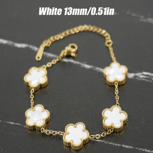 Planet Gates Red 15mm Y2K style metal double-sided clover adjustable bracelet, stainless steel luxury men's and women's clover lucky bracelet