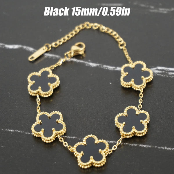 Planet Gates Red 15mm Y2K style metal double-sided clover adjustable bracelet, stainless steel luxury men's and women's clover lucky bracelet