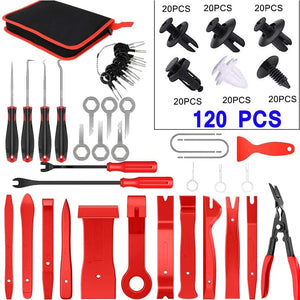 Planet Gates RED 161 PCS / CHINA Car Interior Disassembly Tool Trim Removal Tools Kit Auto Removal Tool Kit Door Panel Radio Stereo Audio Dash Terminal Removal