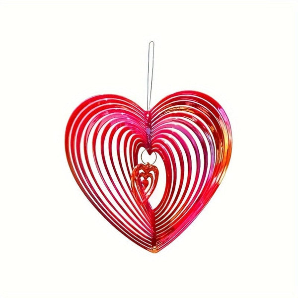 Planet Gates Red 1pc 3D Heart Shaped Wind Spinner, Bird Repellent, 3D Hanging Wind Spinners, Hanging Wind Spinners For Yard & Garden Decoration, Outdoor Hanging Ornament