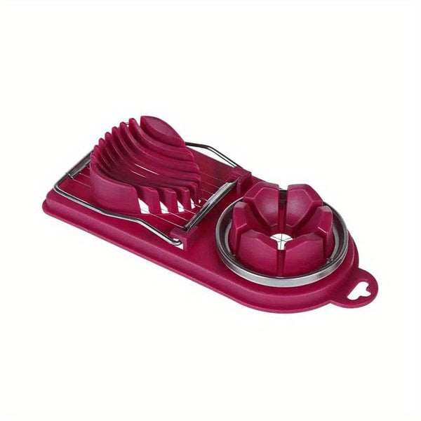 Planet Gates Red 1pc, Egg Slicer, 2 In 1 Stainless Steel Egg Slicer For Hard Boiled Eggs, Egg Cutter, Heavy Duty Slicer, Kitchen Gadgets, Kitchen Stuff, Kitchen Accessories, Home Kitchen Items