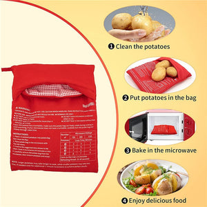 Planet Gates Red 1pc Microwave Oven Potato Cooker Bag Baked Potato Microwave Cooking Potato Quick Fast Kitchen Accessories Kitchen Tool