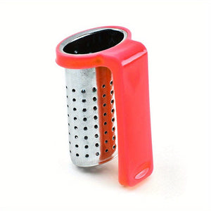 Planet Gates Red 1pc Stainless Steel Tea Infuser with Handle - Reusable Tea Strainer for Loose Tea Brewing - Perfect for Teapot and Tea Bag Infusion - Household Tea Making Accessory