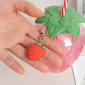 Planet Gates Red 1pc, Strawberry Water Bottle With Straw (17.48cmx9.98cm), Cute Kawaii Fruit Shape Plastic Water Cups, Drinking Cups, Summer Drinkware, Home Kitchen Items, Birthday Gifts (NOT For Hot Water)