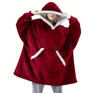 Planet Gates Red 1pc, Super Soft, Warm And Comfortable Hoodie Wearable Blanket With Large Pockets - Perfect For Men And Women, Christmas Decoration, Christmas Party Supplies