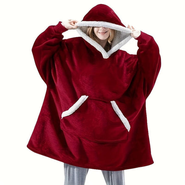 Planet Gates Red 1pc, Super Soft, Warm And Comfortable Hoodie Wearable Blanket With Large Pockets - Perfect For Men And Women, Christmas Decoration, Christmas Party Supplies