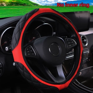 Planet Gates Red 1pc Wear-resistant Comfortable PU Leather Three-dimensional Embroidery No Inner Ring Steering Wheel Cover For 36.83-38.1cm Steering Wheel For Women