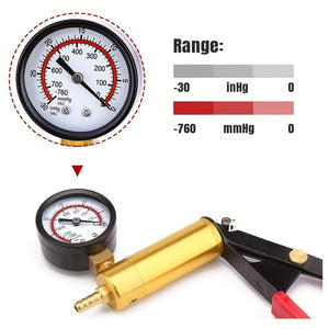 Planet Gates Red 2 In 1 Brake Bleeder Kit, Hand Held Vacuum Pump Test Set, For Automotive With Protected Case, Adapters, One-Man Brake And Clutch Bleeding System