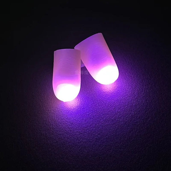 Planet Gates red 2 Pcs/set Magic Thumbs Light Toys for Adult Magic Trick Props Blue Light Led Flashing Fingers Halloween Party Toys for Children