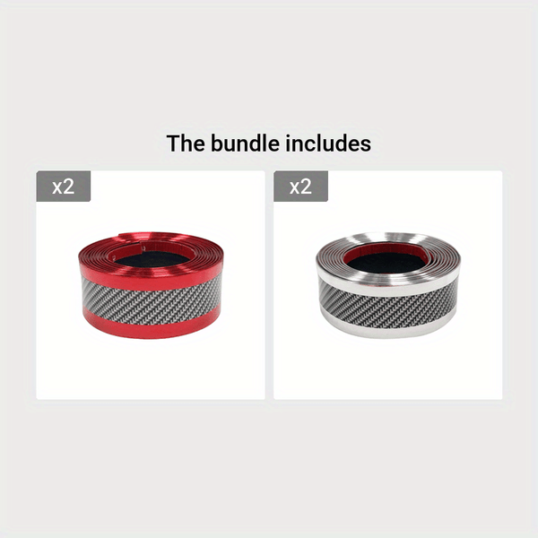 Planet Gates Red*2+Silvery*2 Car Door Sill Protection Strip, Carbon Fiber Style Car Body, Rearview Mirrors, Bumper, Anti-scratch Protection Stickers, Auto Decoration Accessories