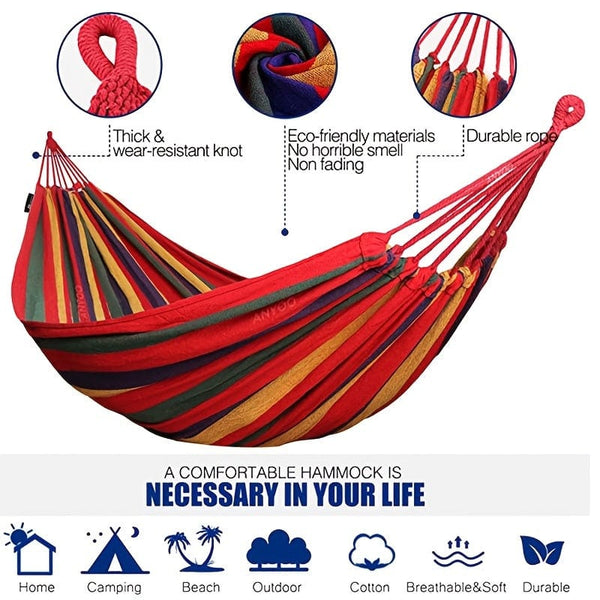 Planet Gates Red / 260*80CM Outdoor Garden Camping Hammock With Tree Straps For Hanging, Durable Hammock Holds Up To 450lbs, Portable Hammock With Travel Bag Perfect For Outdoor/Indoor Patio Backyard Camping (259.99x80.01cm)