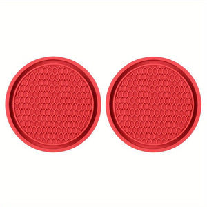 Planet Gates Red 2pcs Car Water Cup Base, Car Water Cup Non-slip Mat, Water Cup Base, Car Interior Decoration Non-slip Mat