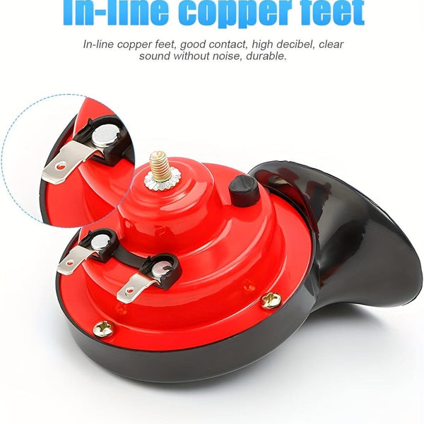 Planet Gates Red 2PCS Super Loud Train Horns, 12V Waterproof Electric Snail Horn Car Horn For Trucks, Train, Boat, Cars, Motorcycle, Bikes & Boats (Red)