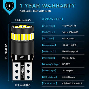 Planet Gates Red 2pcs T10 W5W LED Canbus Bulbs 194 168 Led Parking Position Lights Interior Lights For VW Polo Passat b5 b6 CC Golf 4 5 6 7 Jetta