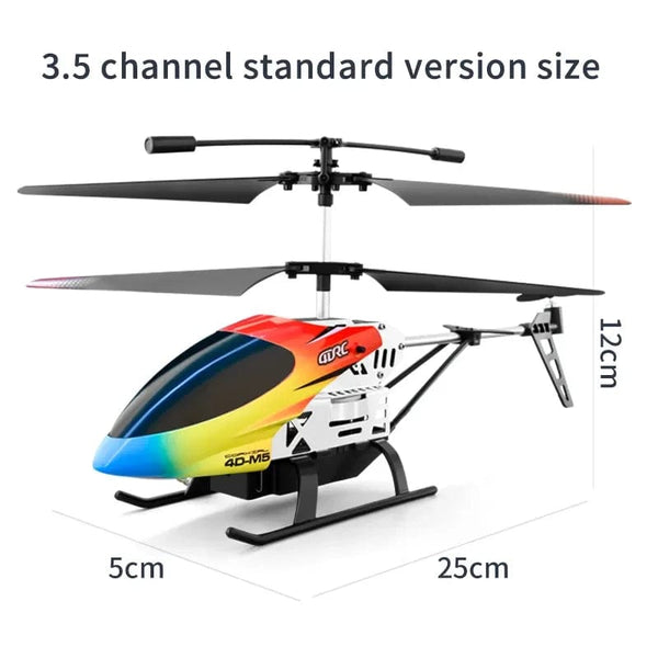 Planet Gates Red 3.5CH M5 Remote Control Helicopter Altitude Hold 3.5 Channel RC Helicopters with Gyro and LED Light Durable Airplane Drone Toy Gift