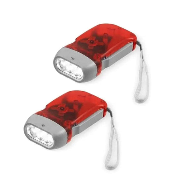 Planet Gates Red 3 LED Hand Pressing Dynamo Crank Power Wind Up Flashlight Torch Light Hand Press Crank Camping Lamp Light for Outdoor Home
