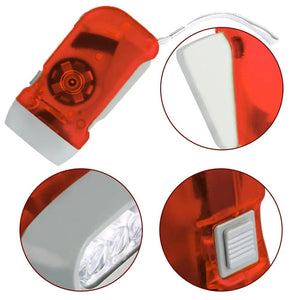 Planet Gates Red 3 LED Hand Pressing Dynamo Crank Power Wind Up Flashlight Torch Light Hand Press Crank Camping Lamp Light for Outdoor Home