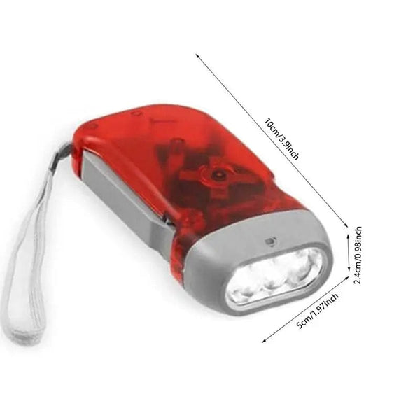 Planet Gates Red 3 LED Hand Pressing Dynamo Crank Power Wind Up Flashlight Torch Light Hand Press Crank Camping Lamp Light for Outdoor Home