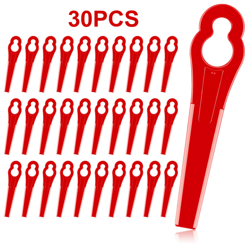 Planet Gates Red 30pcs Plastic Machine Trimming Blades Replacement Plastic Blades Accessories Trimmer Grass Mowing Nylon Blades Garden Lawn Mower Accessories Tools