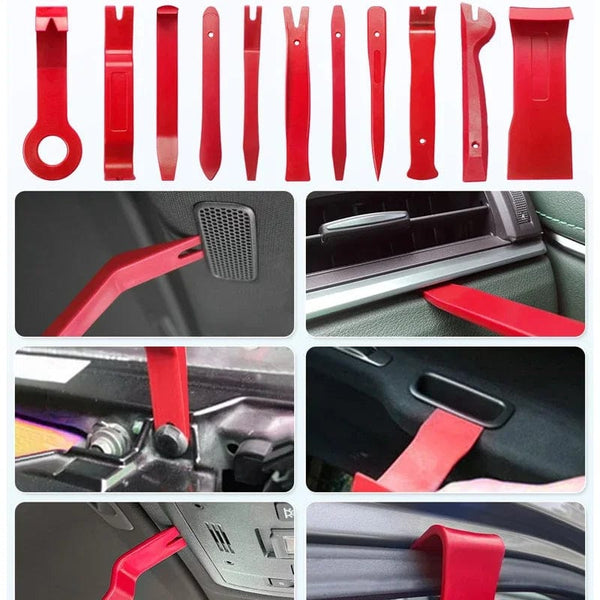 Planet Gates Red 43 Pcs Portable Car Panel Removal Tool Auto Panel Door Audio Trim Removal Kit Clip Pliers Fastener Remover Pry Car Disassembly Tools