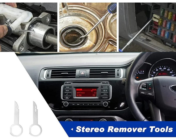 Planet Gates Red 43 Pcs Portable Car Panel Removal Tool Auto Panel Door Audio Trim Removal Kit Clip Pliers Fastener Remover Pry Car Disassembly Tools