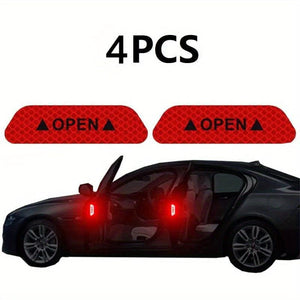 Planet Gates Red 4pcs Car Door Reflective Warning Stickers Increase Visibility & Safety With Easy-to-Apply Decals