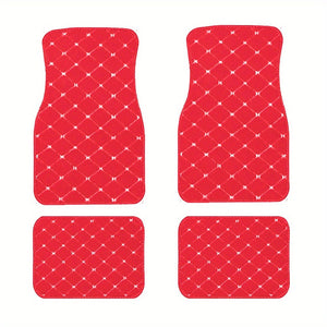 Planet Gates Red 4pcs Car Floor Mats Universal Waterproof Front Rear Full Set Auto Rugs Leather Car Carpet Accessories Interior