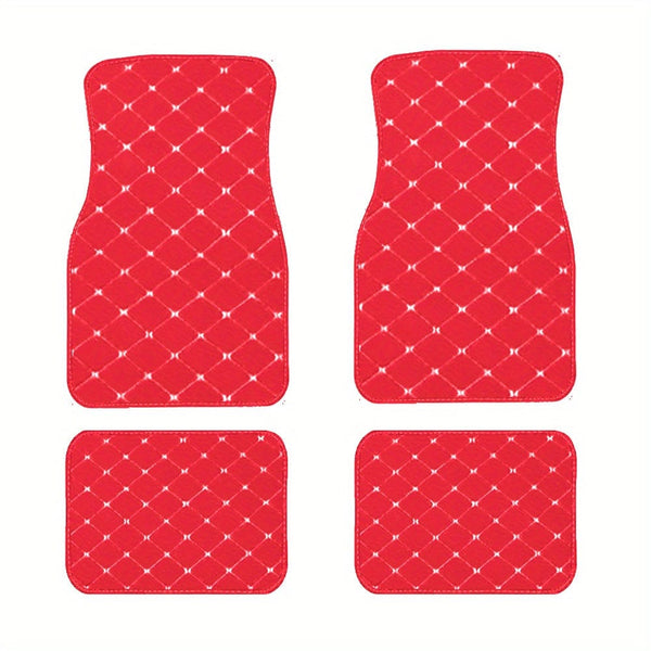 Planet Gates Red 4pcs Car Floor Mats Universal Waterproof Front Rear Full Set Auto Rugs Leather Car Carpet Accessories Interior