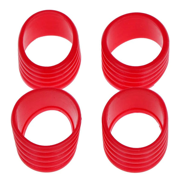 Planet Gates Red 4pcs Tennis Racket Rubber Ring Grip Stretchable Stretchy Handle  Shockproof Absorber Anti-vibration Silicone Sports Accessories