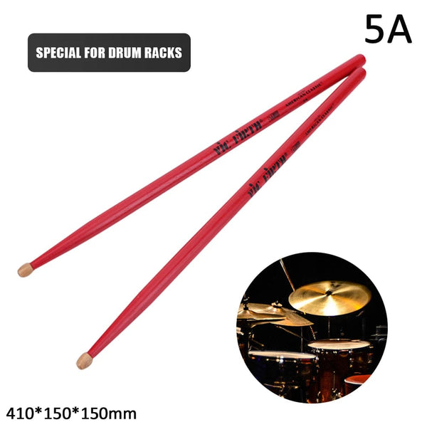 Planet Gates Red 5A 1 Pair 5A/7A Drumsticks Mallets Jazz Drum Sticks Percussion Consistent Weight and Pitch American Hickory Classic Drum Sticks