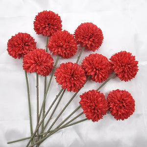 Planet Gates Red / 5pcs 5pcs Glorious Chrysanthemum Ball Flowers Bouquet - Perfect for Home, Office, Coffee House, Parties, and Weddings - Artificial Flowers for Important People