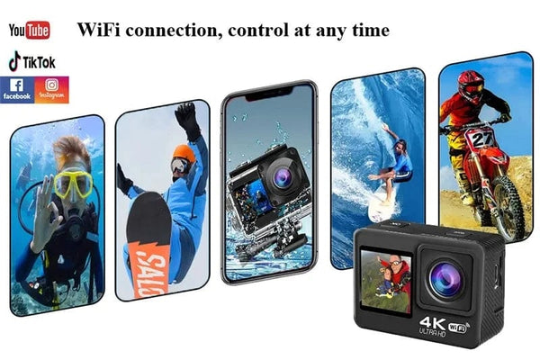 Planet Gates Red / 64GB Ultra HD 4K Original Action Camera 30FPS WiFi 170D Diving Underwater Waterproof Helmet Vedio Remote Control Mini Sport Cam DV