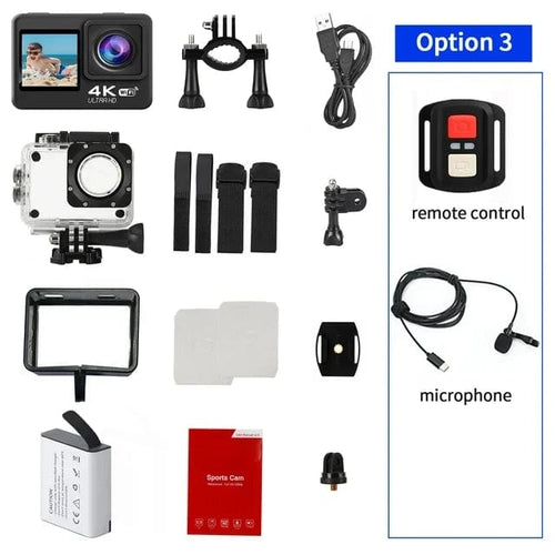 Planet Gates Red / 64GB Ultra HD 4K Original Action Camera 30FPS WiFi 170D Diving Underwater Waterproof Helmet Vedio Remote Control Mini Sport Cam DV
