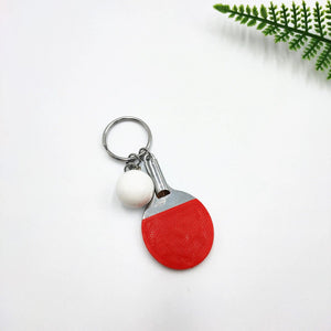 Planet Gates Red 7 Colors Cute Ping Pong Racket Pendants Souvenir Table Tennis Ball Key Chain Ball Sports Fans Key Ring Gift Ornament Accessories