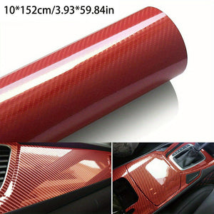 Planet Gates Red / 9.98*151.99cm 10*152cm/3.93*59.84in 7D Car Sticker Glossy Carbon Fiber Vinyl Film Car Interior Wrap Sticker Car Home Door Decals