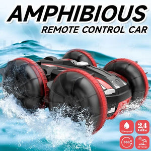 Planet Gates Red Amphibious Car 2.4G Amphibious Stunt Remote Control Vehicle Double Sided Tumbling Climbing RC Stunt Car Children's Electric Toy Christmas Gifts