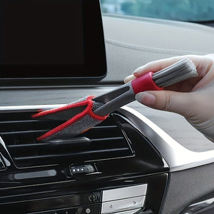 Planet Gates Red And Black Car Air Conditioner & Dashboard Brush Set - Soft Bristle Double Head Cleaning Supplies For Car Vents & Gaps!