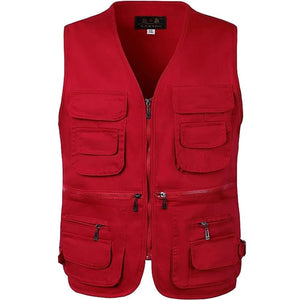 Planet Gates Red / Asian 3XL Summer Men Tactical Hiking Fishing Vest Multi-pocket Photographer Waistcoat Outdoor Leisure Male Thin Cargo Jacket Vests S-6XL