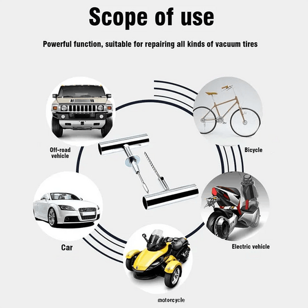 Planet Gates Red Auto Tire Repair Set Puncture Repair Tools Car Van Motorcycle Bike Emergency Heavy D Uty Tubeless Tire Repair Rivet Set