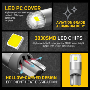 Planet Gates Red AUXITO 2Pcs 360 Degree Lighting Canbus T10 Lamps W5W LED Bulb 196 3030SMD Car Parking Position Side Marker Auto Interior Light