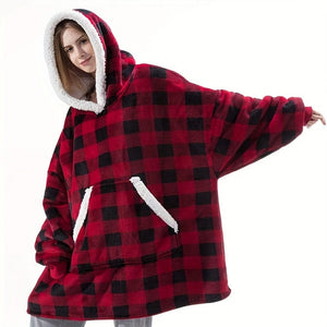 Planet Gates Red Box 1pc, Super Soft, Warm And Comfortable Hoodie Wearable Blanket With Large Pockets - Perfect For Men And Women, Christmas Decoration, Christmas Party Supplies