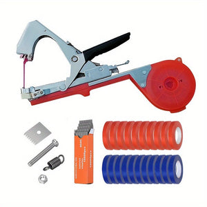 Planet Gates Red Branch Binding Machine 1+20 Rolls Of Binding Tape+1 Box Of Staples+blade Accessories (set) 1 Set Plant Tying Machine Tool For Grapes, Raspberries, Tomatoes And Vine Vegetables, With 10/20 Rolls Tapes, Staples And Replacement Blades