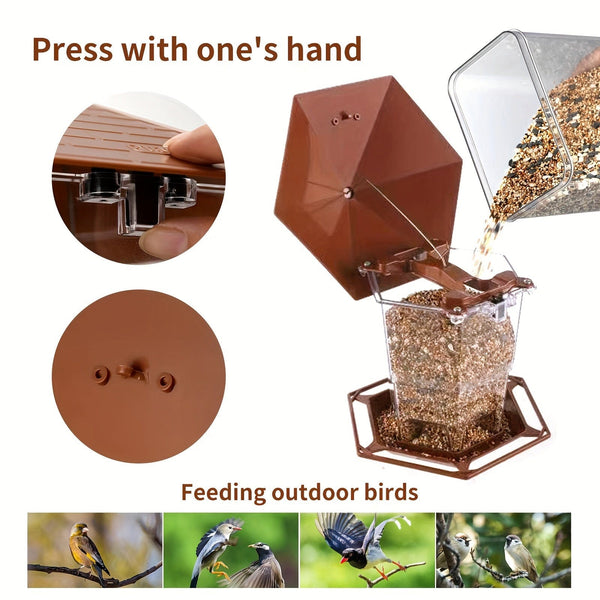 Planet Gates Red-brown / 22.1X19.3X19.81 Cm 1pc Bird Feeders For Outside, With A Latch Feature Bird Feeder, Retractable Bird Feeder, Wild Bird Seed For Outside Feeder Garden Decoration Yard Art For Bird Watchers
