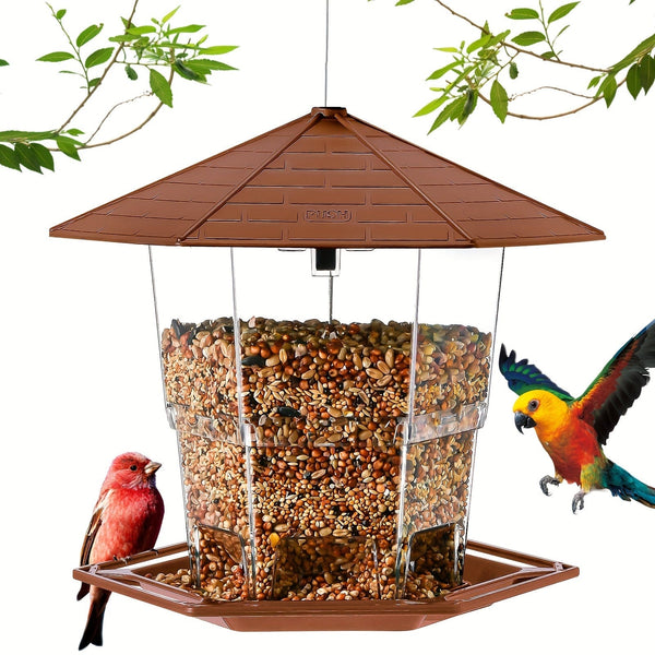 Planet Gates Red-brown / 22.1X19.3X19.81 Cm 1pc Bird Feeders For Outside, With A Latch Feature Bird Feeder, Retractable Bird Feeder, Wild Bird Seed For Outside Feeder Garden Decoration Yard Art For Bird Watchers